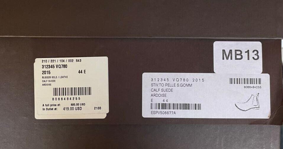 NIB $820 Bottega Veneta Calf Suede Slate Grey Ankle Boots 11 US (44) 312345