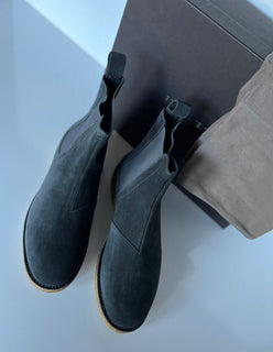 NIB $ 820 Bottega Veneta Kalbsleder-Schiefergraue Stiefeletten 11 US (44) 312345 