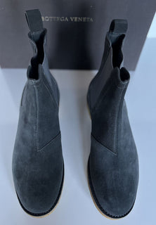 NIB $ 820 Bottega Veneta Kalbsveloursleder Schiefergraue Stiefeletten 11,5 US (44,5) 312345 