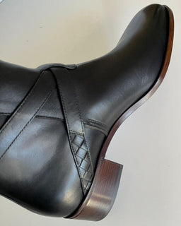 NIB $ 1150 Bottega Veneta Kalbsleder Schwarze Stiefeletten 12 US (45 Eu) 532836 IT 