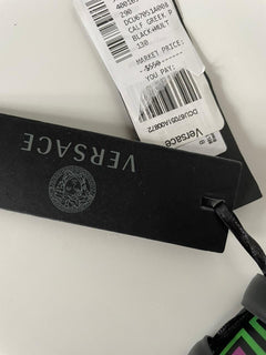 Neu mit Etikett: 550 $ Versace Medusa-Gürtel aus zuschneidbarem Leder mit griechischem Print, zweiseitig 130 (52) 