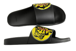 NIB $ 450 Versace Baroccoflage Pool Slides Sandalen Schwarz 14 US (47 Euro) Italien 