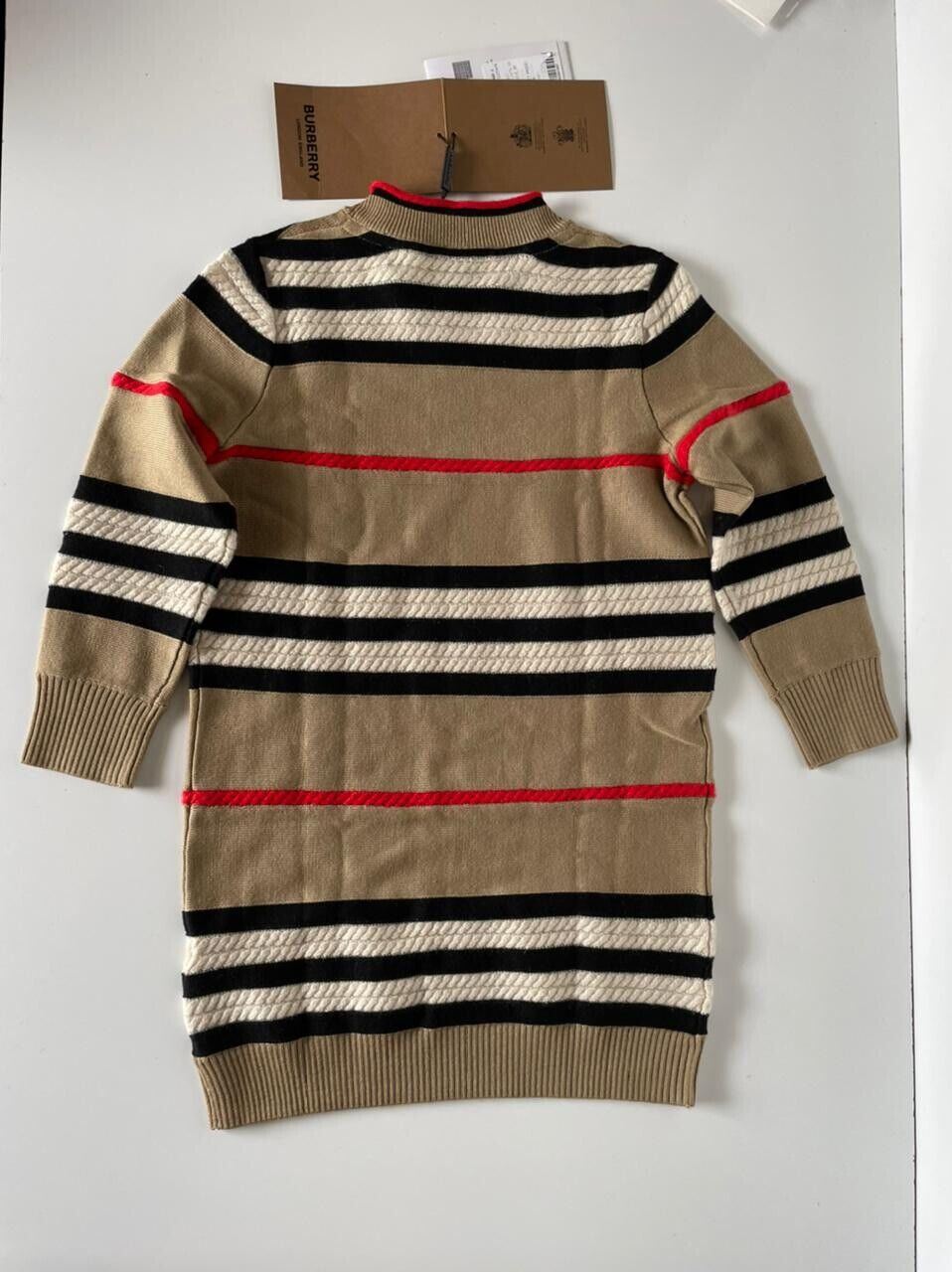Neu mit Etikett: 450 $ Burberry Leeta Woll-Kaschmir-Beigekleid für kleine Mädchen und Mädchen 6