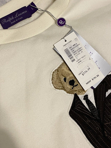 СЗТ $795 Polo Ralph Lauren Purple Label Флисовый свитшот Классический Кремовый Большой размер 