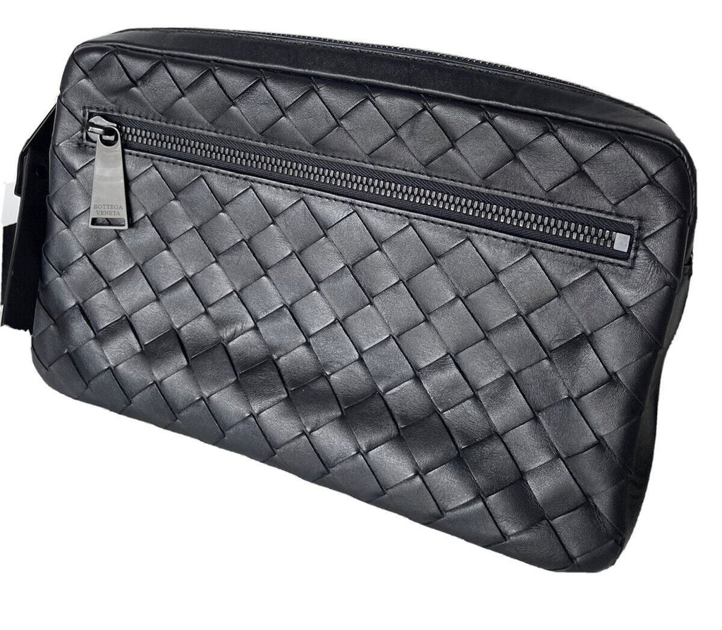 Schwarze Intrecciato-Umhängetasche von Bottega Veneta, hergestellt in Italien 