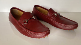 Gucci Herren Horsebit Leder Driver Loafers Schuhe Rot 9,5 US (9 Gucci) 109063 