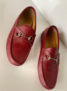 Gucci Herren Horsebit Leder Driver Loafers Schuhe Rot 9,5 US (9 Gucci) 109063 