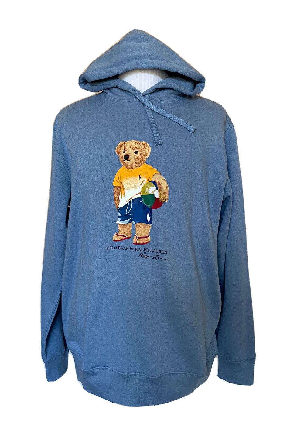 New $188 Polo Ralph Lauren Long Sleeve Bear Sweater with Hoodie Blue XLT/TGL