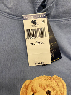 Neu für 188 $ Polo Ralph Lauren Langarm-Bärenpullover mit Kapuze Blau 2XLT/2TGL 