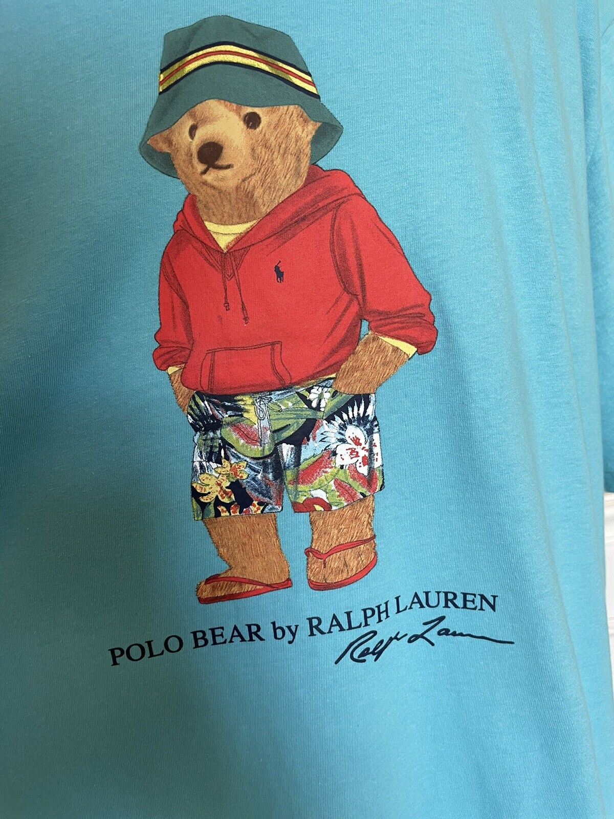 Neu mit Etikett: 69,5 $ Polo Ralph Lauren Bear T-Shirt Türkis XLT/TGL