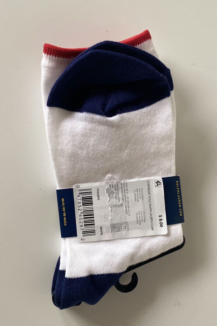 Polo Ralph Lauren Damen-Socken mit Bärenmuster, Weiß, 9–11