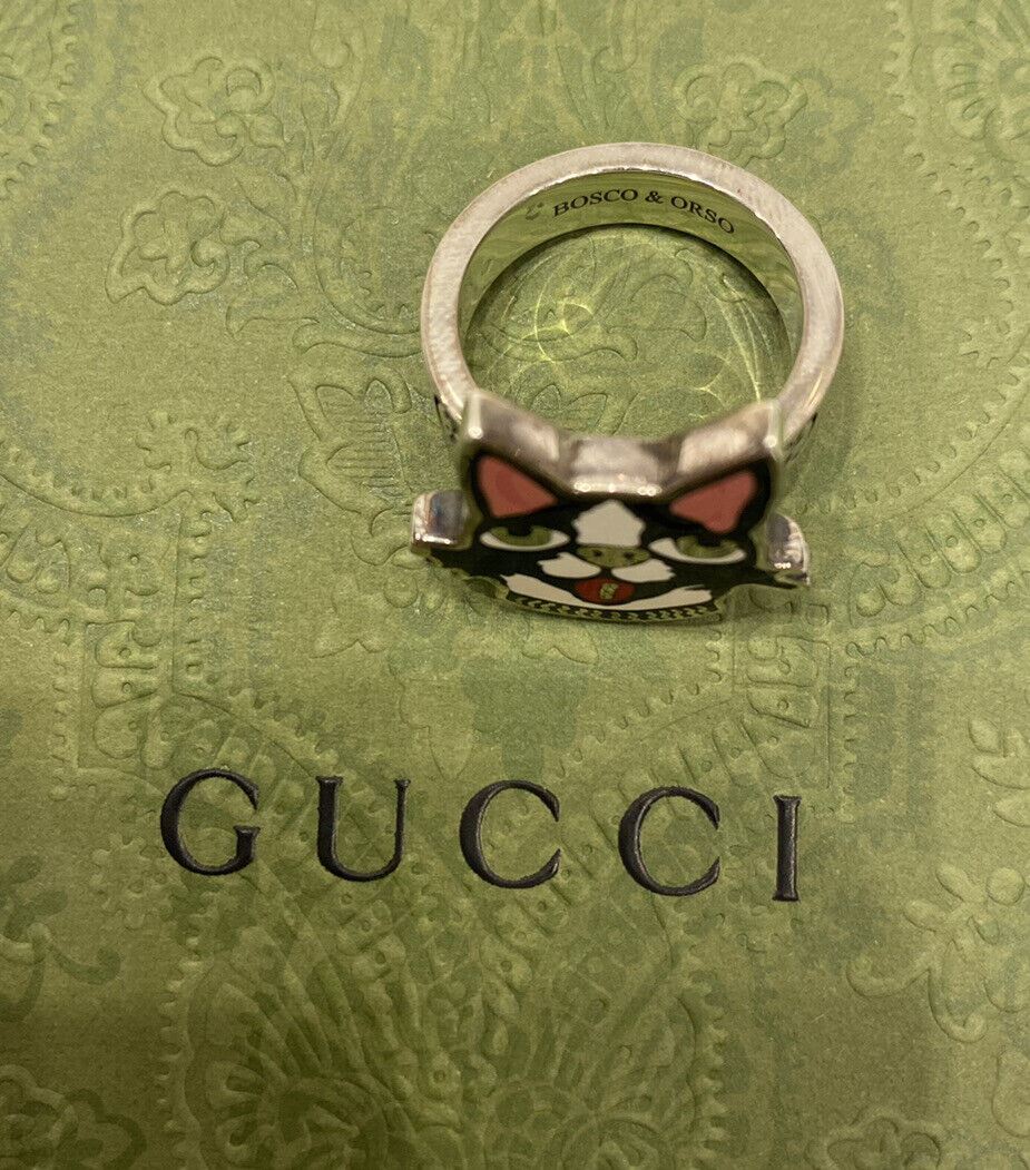 Новое кольцо GUCCI Bosco &amp; Orso из стерлингового серебра 925 пробы, размер 15 (17,4 мм) 502456 