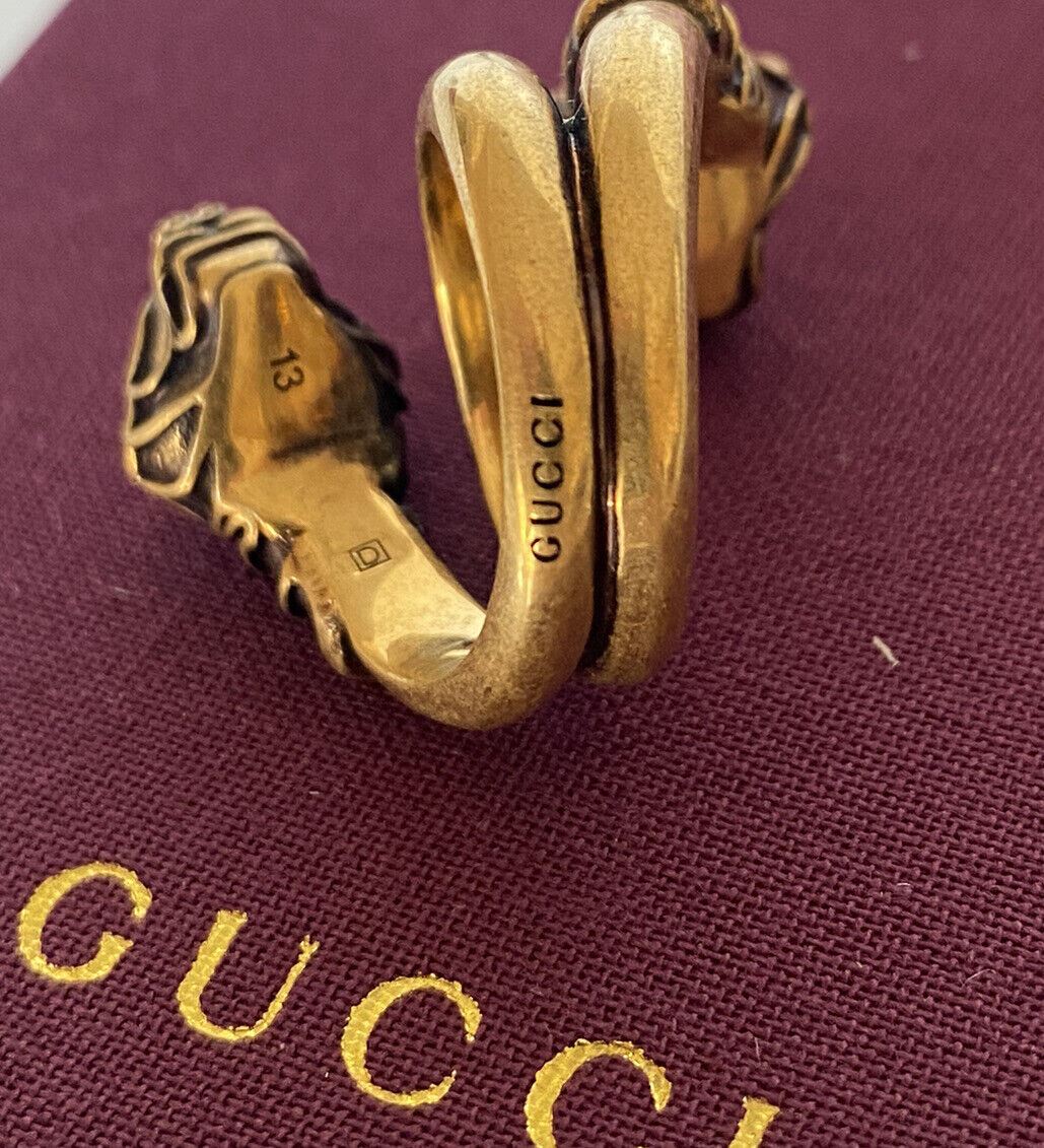 NWB Authentischer GUCCI-Ring mit rotem Kristall und Gucci-Tigerkopf, Größe 13 (16,8 mm), Italien