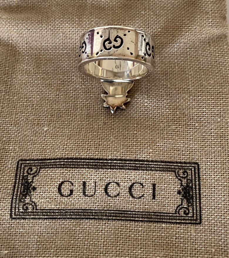 New GUCCI GG Pineapple Sterling Silver 925 Ring Size 13 (16.8 mm) 476829