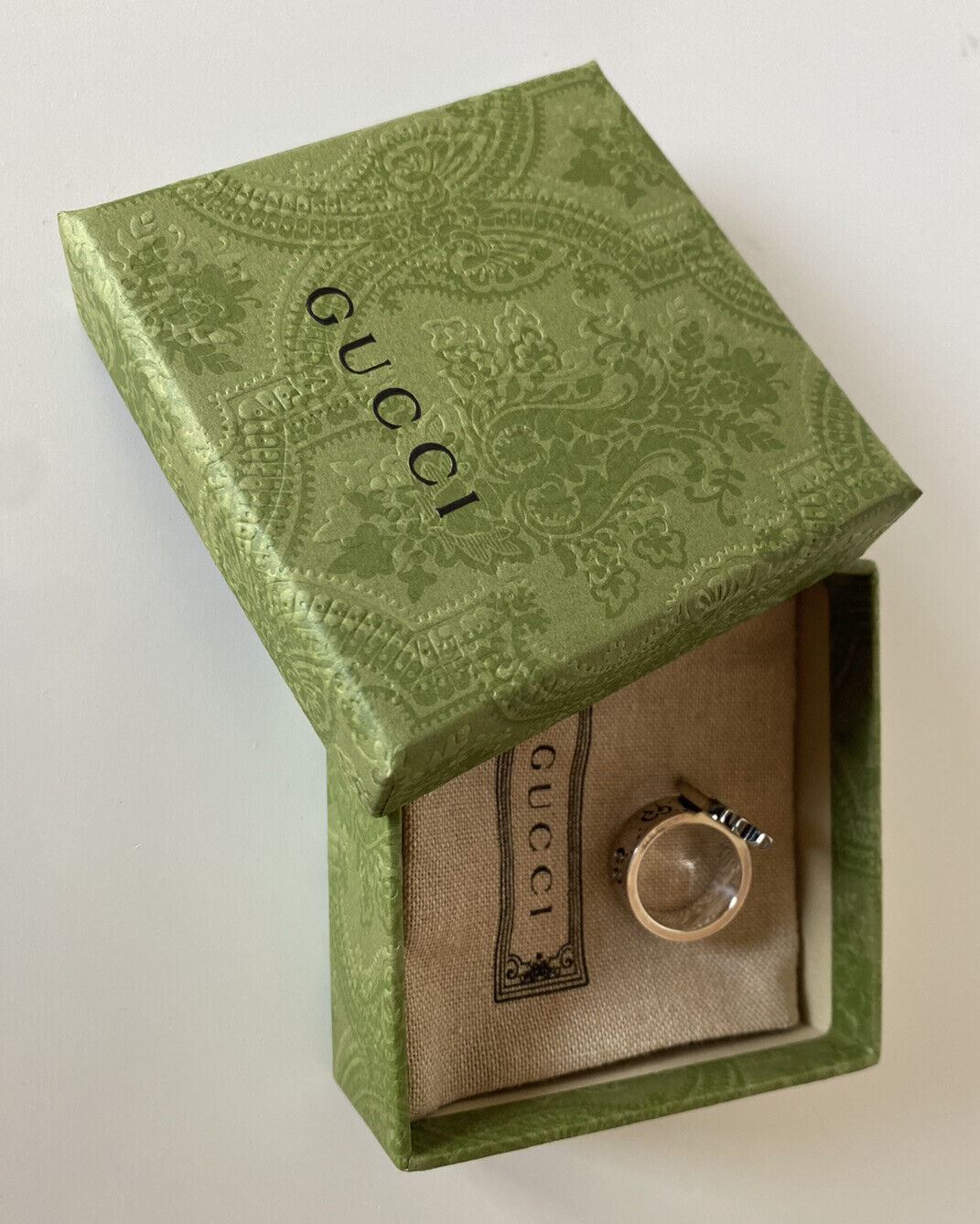 Neuer GUCCI GG Ananas Ring aus Sterlingsilber 925, Größe 13 (16,8 mm), 476829 