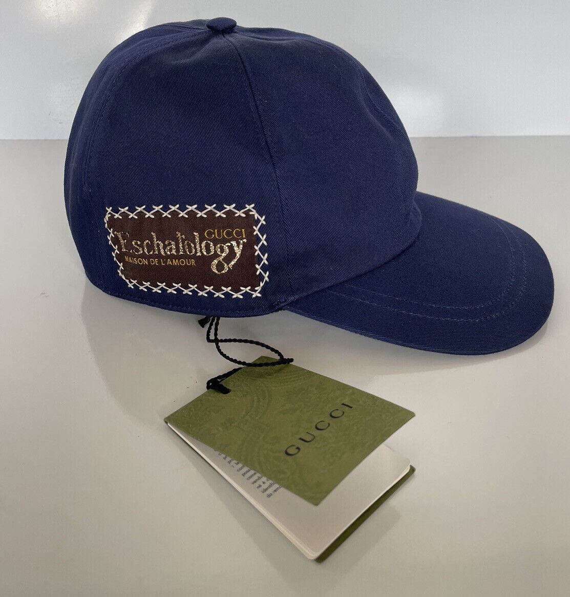 Бейсболка NWT Gucci Eschatology, синяя шляпа, большая, сделано в Италии, 656183 