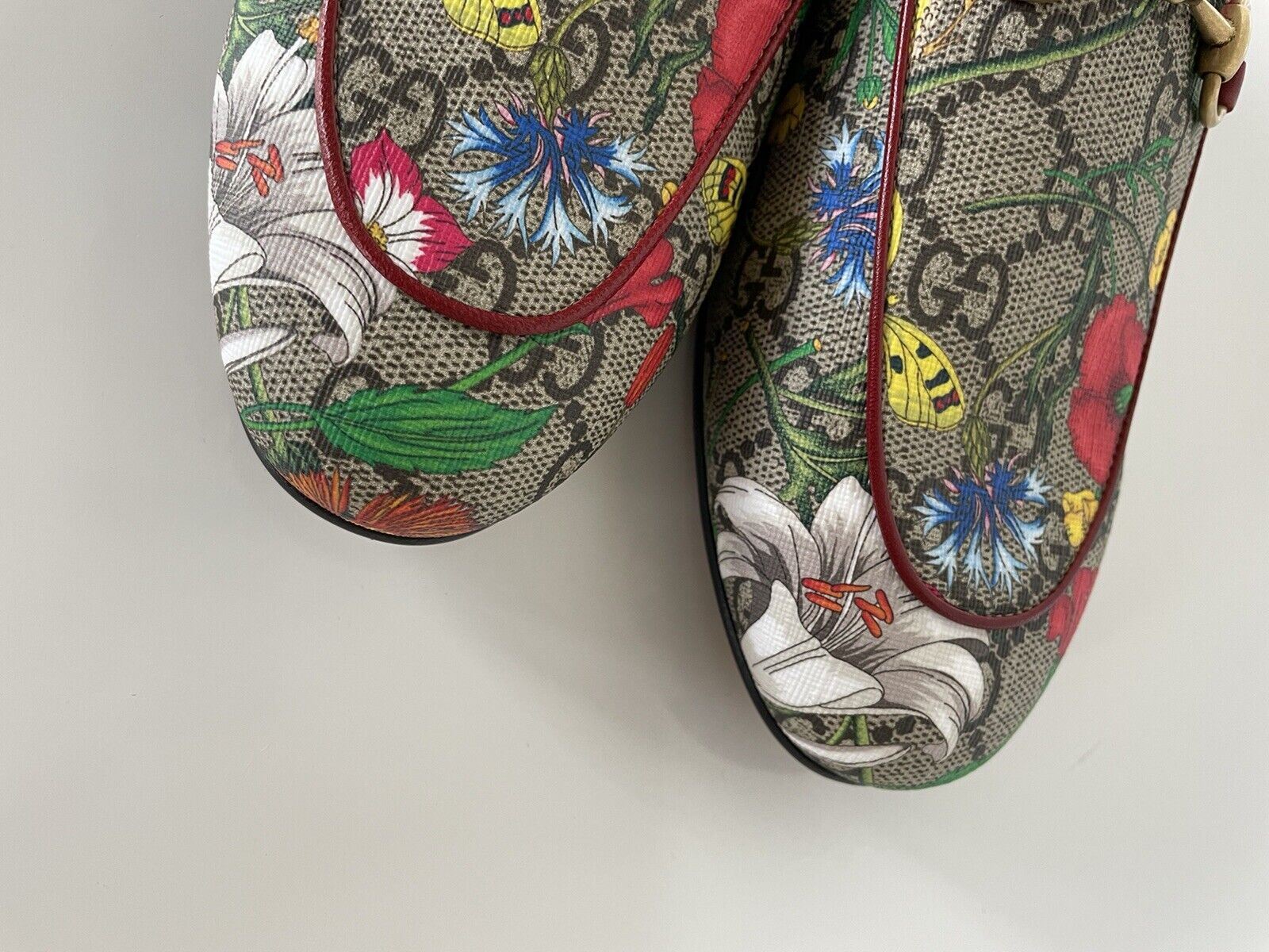 NIB Gucci Women's Horsebit Slip On GG Supreme Floral Sandals 6 US (36 Eu) 432772