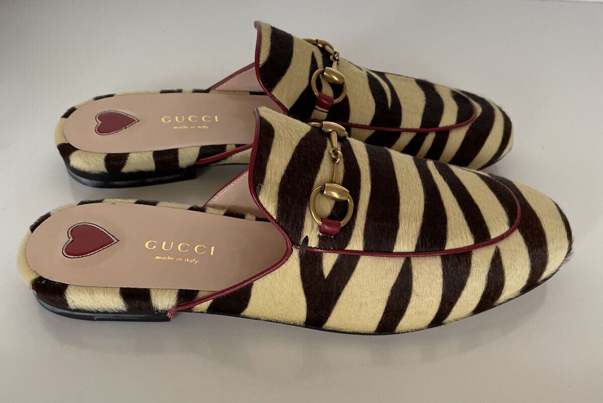 NIB Gucci Horsebit Zebrafell-Slip-on-Sandalen für Damen, 6,5 US (36,5 Eu) IT 476250 