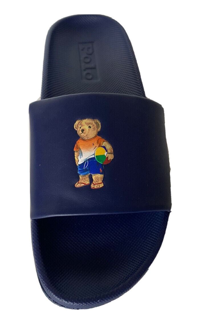 Neu Polo Ralph Lauren Cayson Beach Bear Ball Slides Sandalen Blau 12 US (45 Euro) 