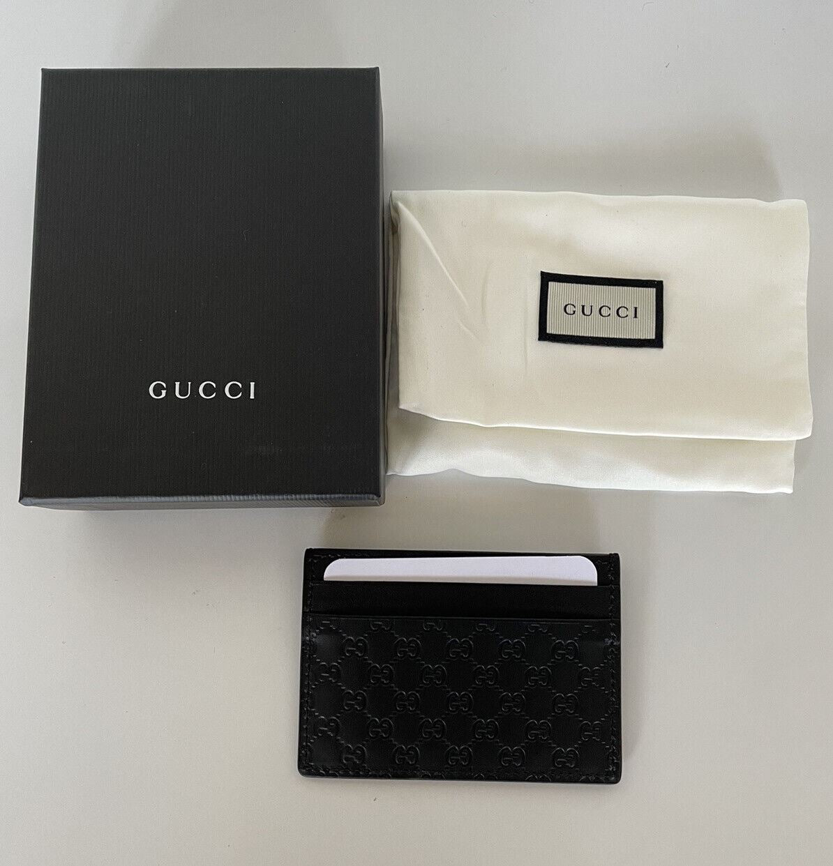 NWT Gucci Microguccissima Мягкий черный кожаный чехол для визиток, производство Италия 262837 