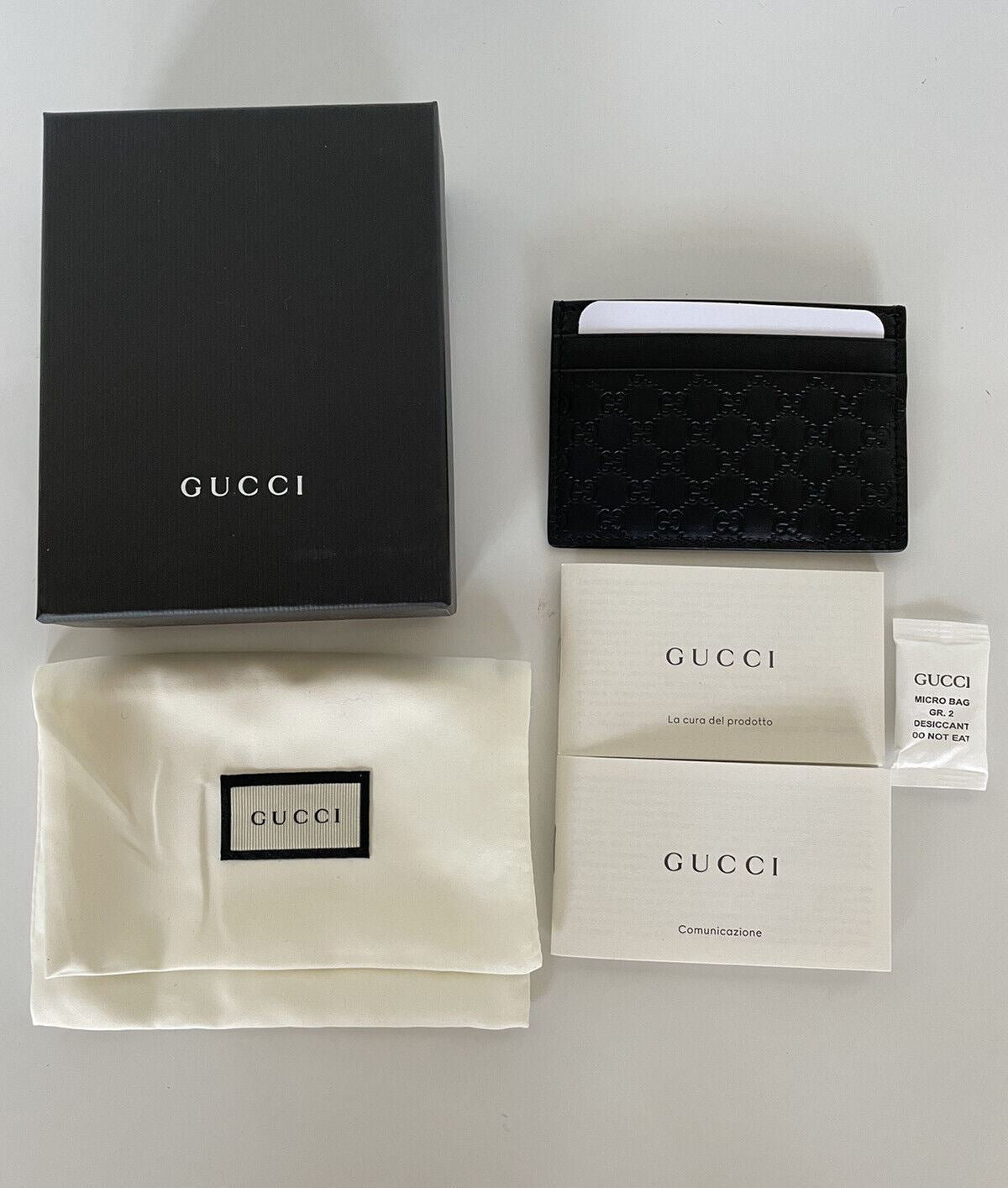 Neu mit Etikett: Gucci Microguccissima Kartenetui aus weichem schwarzem Leder, hergestellt in Italien, 262837 