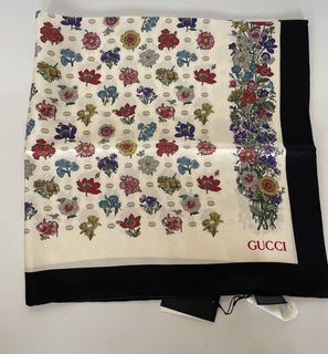 Neu mit Etikett: Gucci Blumen-Seidenschal, Schal, 90 x 90 cm, 633088, hergestellt in Italien 