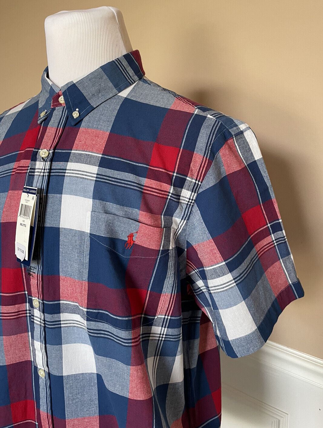 Мужская разноцветная классическая рубашка с короткими рукавами Polo Ralph Lauren, размер 2XL/2TG, NWT 115 долларов США