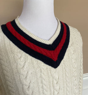 Neu mit Etikett: 248 $ Polo Ralph Lauren Herren-Pullover aus Baumwolle/Kaschmir mit V-Ausschnitt, Weiß, Größe L