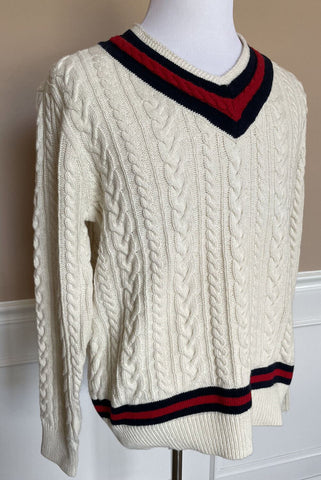 NWT $248 Polo Ralph Lauren Men's V-Neck Cotton/Cashmere White Sweater Large