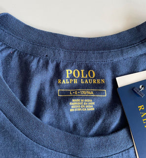 Neu mit Etikett: 78 $ Polo Ralph Lauren Kurzarm-Logo-T-Shirt für Damen in Blau, Größe L 