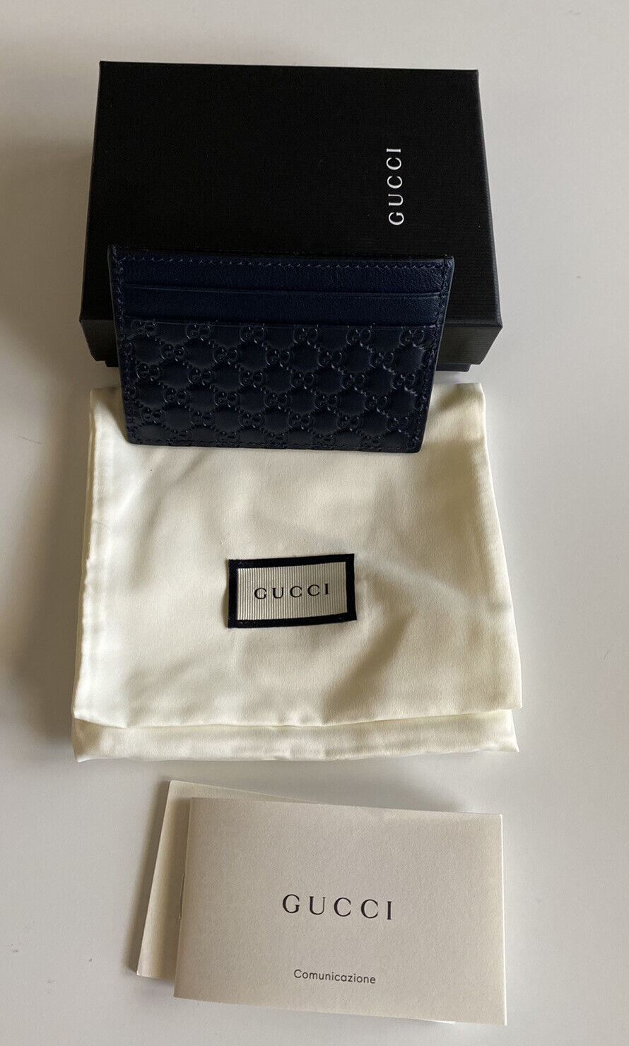 NWT Gucci Microguccissima Soft  Blue Leather Card Case Made in Italy 262837