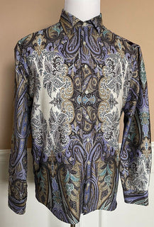 ETRO Herren-Freizeithemd aus Baumwolle mit Knöpfen, Größe L, hergestellt in Italien