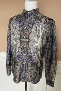 ETRO Herren-Freizeithemd aus Baumwolle mit Knöpfen, Größe L, hergestellt in Italien