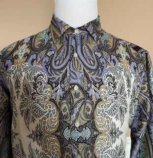 ETRO Herren-Freizeithemd aus Baumwolle mit Knöpfen, Größe L, hergestellt in Italien