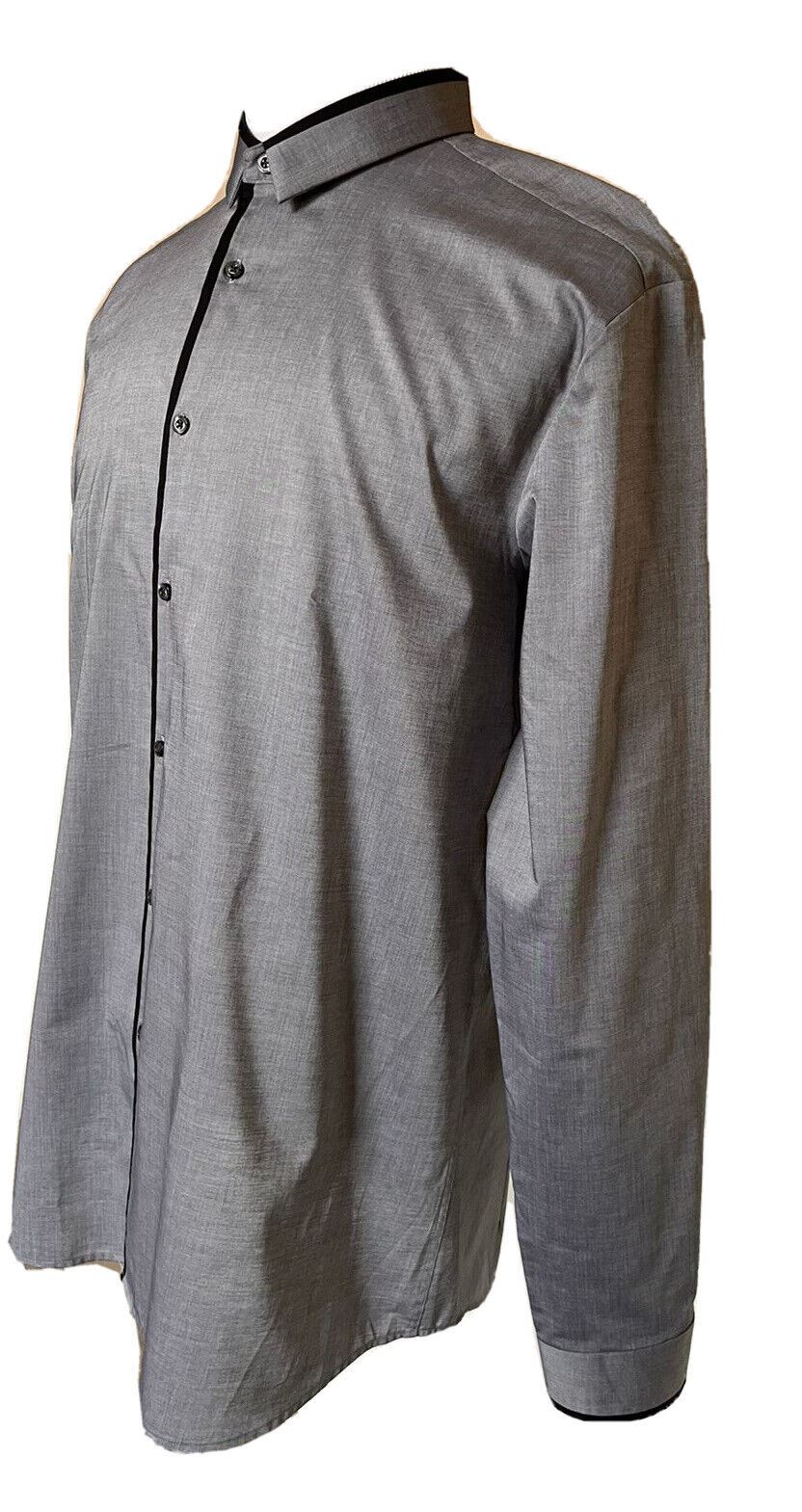Hugo Boss Мужская приталенная хлопковая серая классическая рубашка 2XL