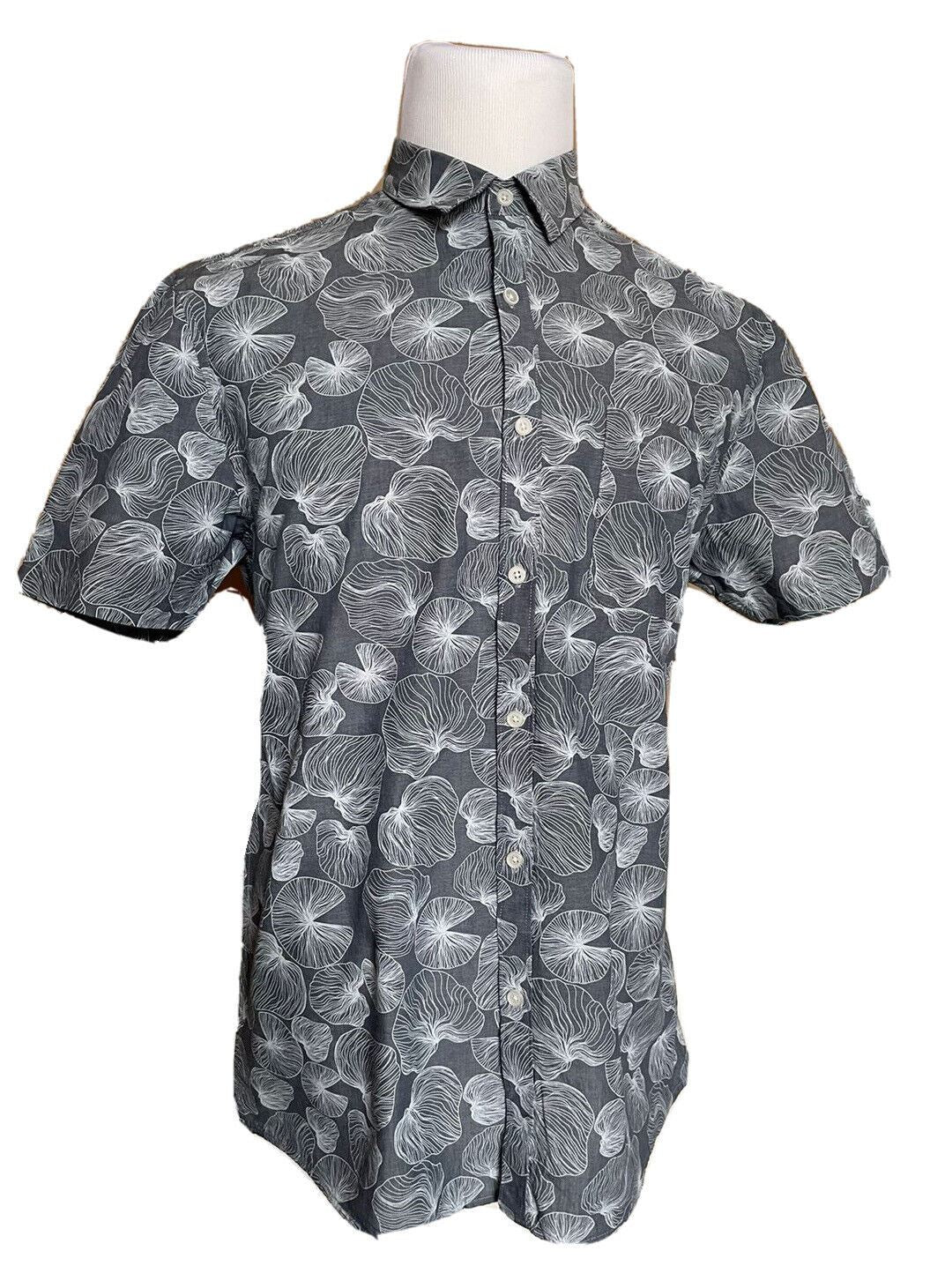 Мужская классическая рубашка из льна/хлопка с короткими рукавами темно-сланцевого цвета NWT Civil Society, большая