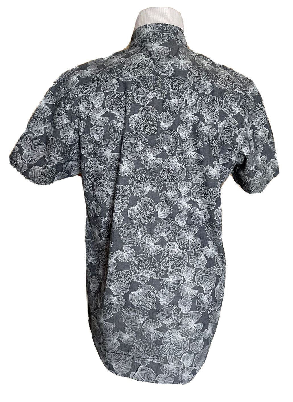 Мужская классическая рубашка из льна/хлопка с короткими рукавами темно-сланцевого цвета NWT Civil Society, большая