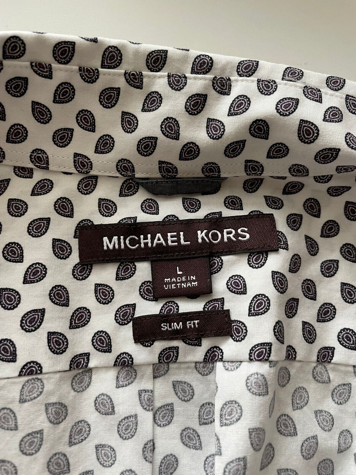Michael Kors Herren-Slim-Fit-Hemd in Weiß, Größe L