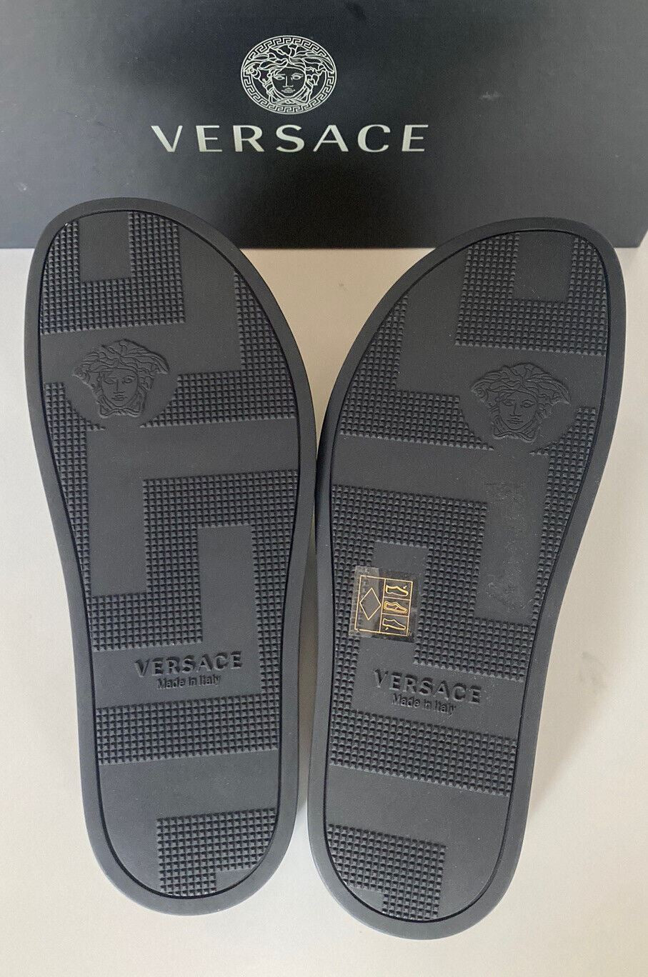 NIB $450 Versace Baroccoflage Pool Slides Sandals Black 8 US (41 Eu) IT DSU6516