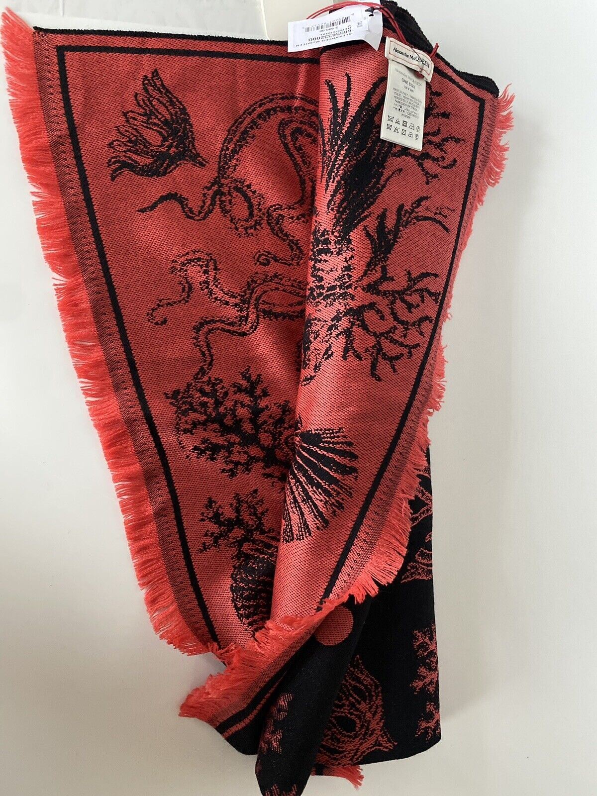 NWT Alexander McQueen Logo Underwater-Print Wool Scarf 115 X 190 Made in Italy