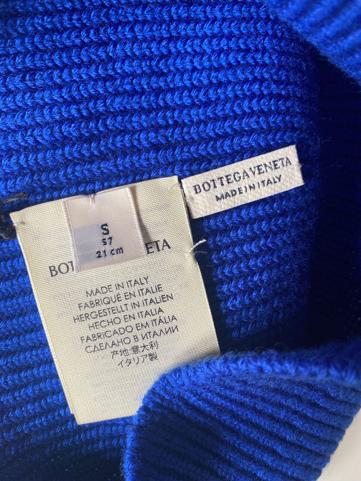Neu mit Etikett: 390 $ Bottega Veneta Trikotmütze aus 100 % Wolle Blau Klein 608240 Italien 
