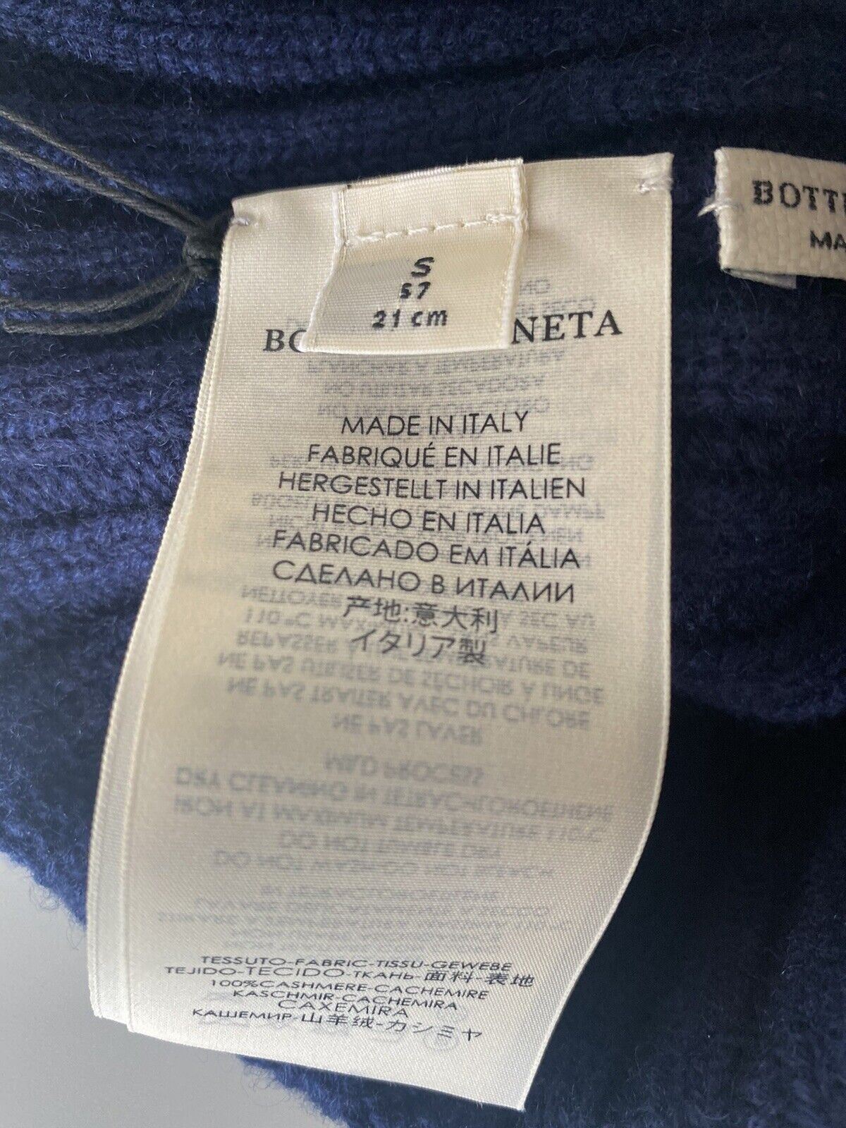 Neu mit Etikett: 350 $ Bottega Veneta Strickmütze aus 100 % Kaschmir Dk Blue Small 578913 Italien 