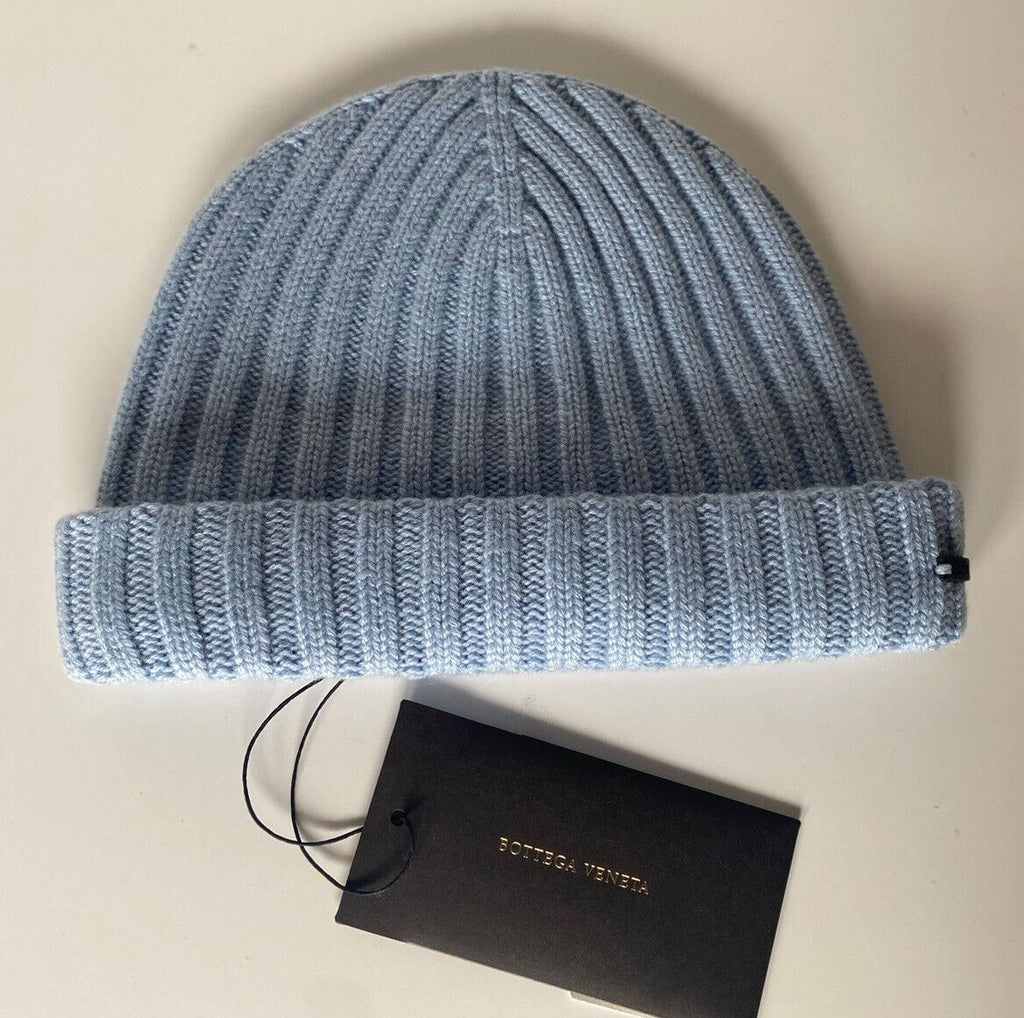 Neu mit Etikett: 350 $ Bottega Veneta Strickmütze aus 100 % Kaschmir, Blau, Größe L, 597145, Italien 