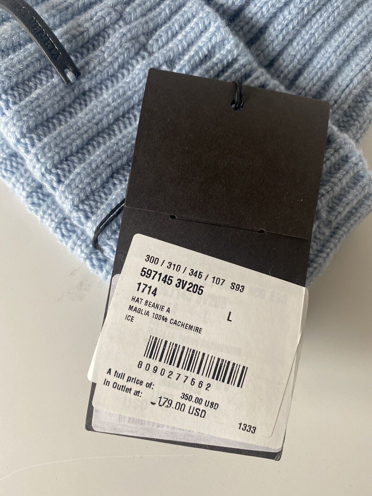 Neu mit Etikett: 350 $ Bottega Veneta Strickmütze aus 100 % Kaschmir, Blau, Größe L, 597145, Italien 