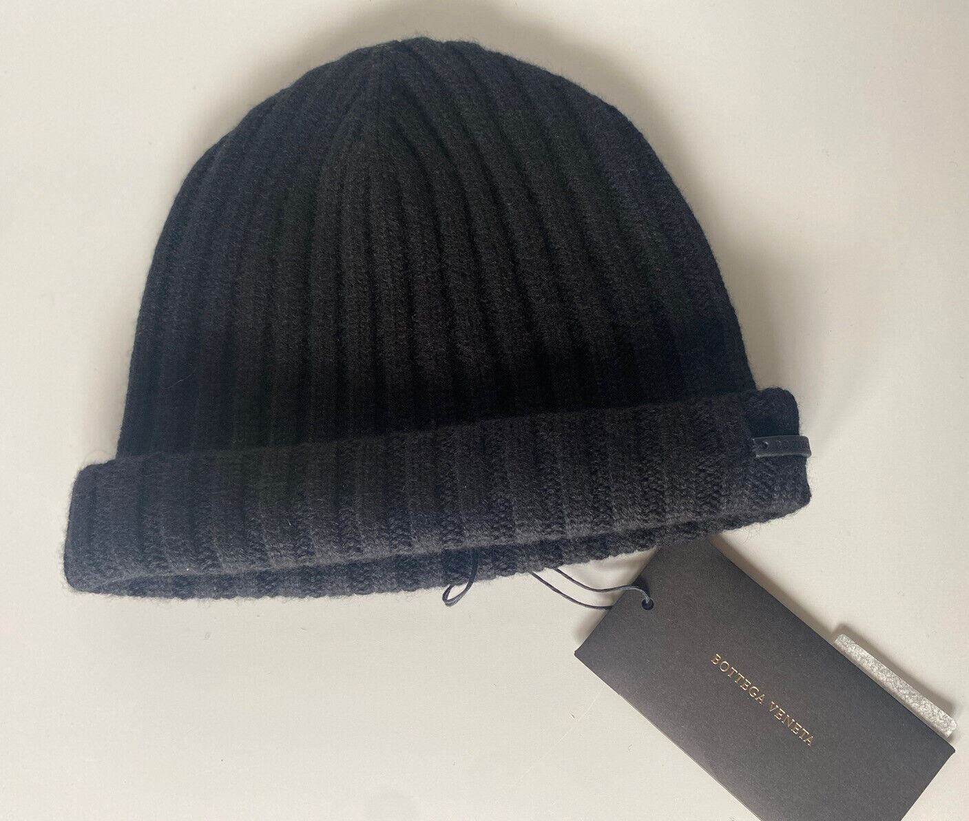 NWT $350 Bottega Veneta 100% Cashmere Knit Beanie Hat Black Medium 597145 Italy