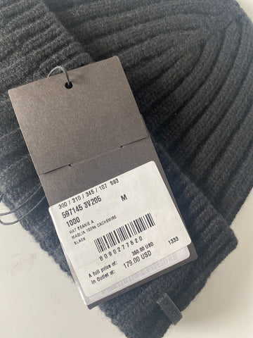 NWT $350 Bottega Veneta 100% Cashmere Knit Beanie Hat Black Medium 597145 Italy