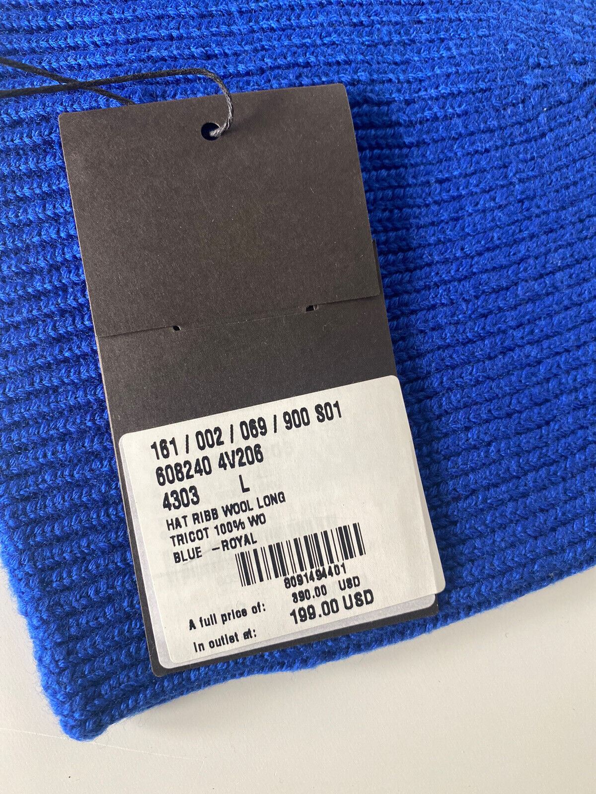 Neu mit Etikett: 390 $ Bottega Veneta Trikotmütze aus 100 % Wolle, Blau, Größe L, 608240, Italien 