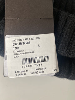 NWT $350 Bottega Veneta 100% Cashmere Knit Beanie Hat Black Large 597145 Italy