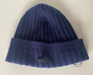 NWT $350 Bottega Veneta 100% Cashmere Knit Beanie Hat Dk Blue Large 578913 Italy