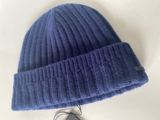 NWT $350 Bottega Veneta 100% Cashmere Knit Beanie Hat Dk Blue Large 578913 Italy